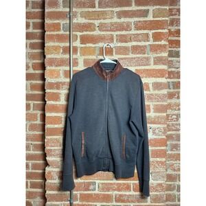 Billy Reid Mens Full Zip Lightweight Jacket Suede Trim Mock Neck Size M